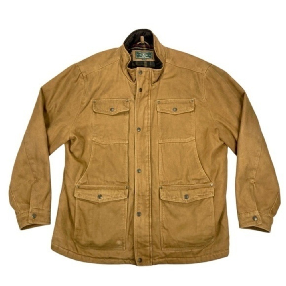G.H.‎ Bass & Co. Barn Jacket XXL Brown Plaid Flannel Lined Corduroy Collar Coat